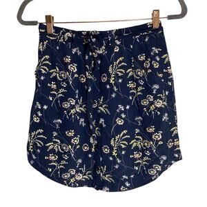 LOFT Petites Blue Floral Belted Skirt Sz XXSP Boho Casual Preppy